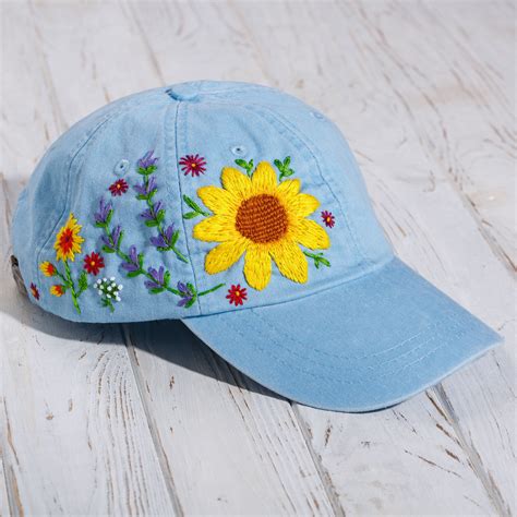 Ukraine Sunflower Hat Hand Embroidered Custom Dad Hat With Etsy Embroidered Hats Ideas Hand