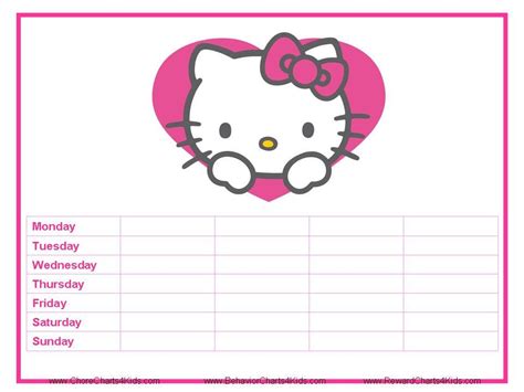 hello kitty chorebehavior chart star chart for kids