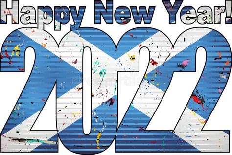 Happy New Year 2022 With Scotland Flag Inside Stock Vector