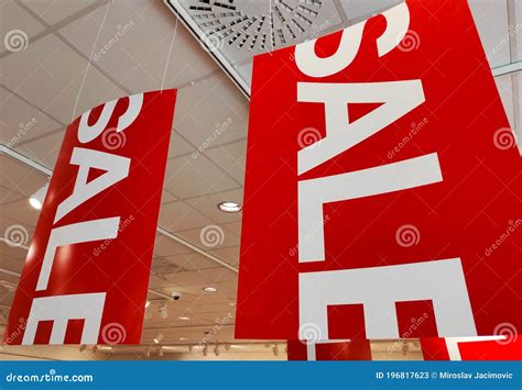 Sale Signs In A Clothing Store Stock Image Image Of Consumerism