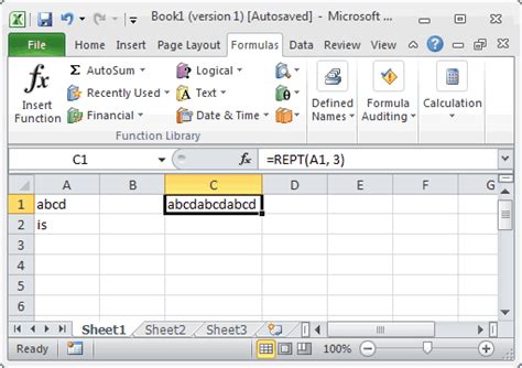 Ms Excel How To Use The Rept Function Ws