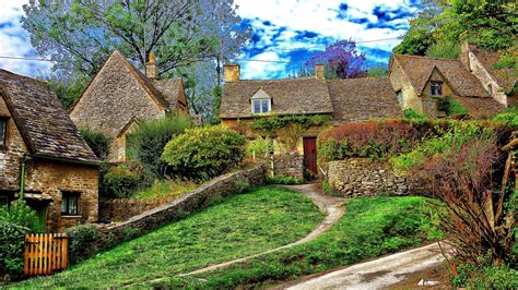 Download 3840x2160 England Cotswolds Houses Garden Fences