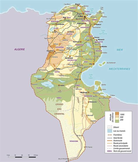 Large Physical Map Of Tunisia Tunisia Africa Mapsland Maps Of