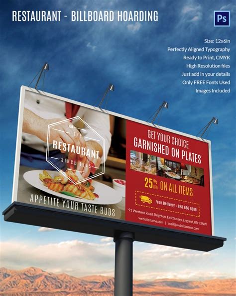 stunning restaurant billboard mockup  premium templates