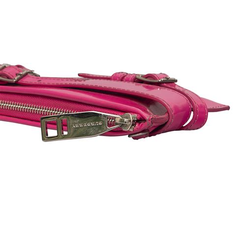 Burberry Pink Patent Leather Bridle Elongated Clutch Bag