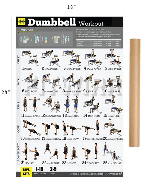 3 Pack Dumbbell Dumbbell Workout Poster Barbell Exercises Poster Set