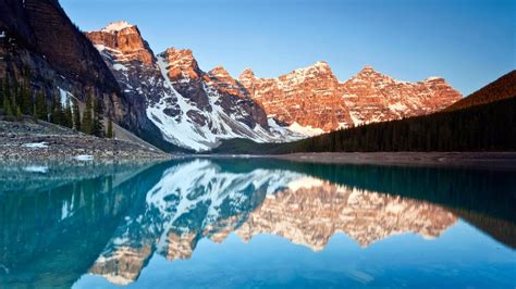 Clear Body Of Water Across Mountain Lake Nature Reflection Hd