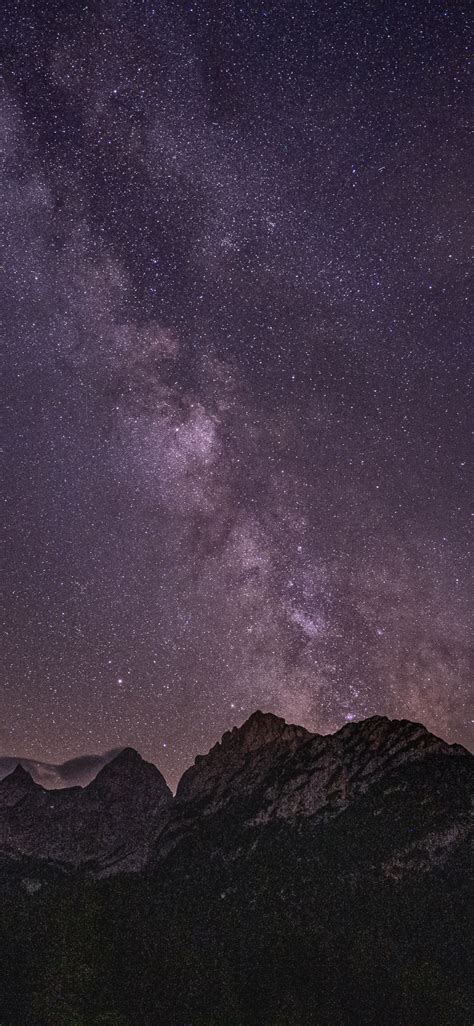 1125x2436 Nature Starry Sky Milky Way Mountains Wallpaper Starry Sky