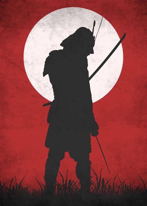 Red Samurai Poster By Eternal Art Displate Samurai Artwork