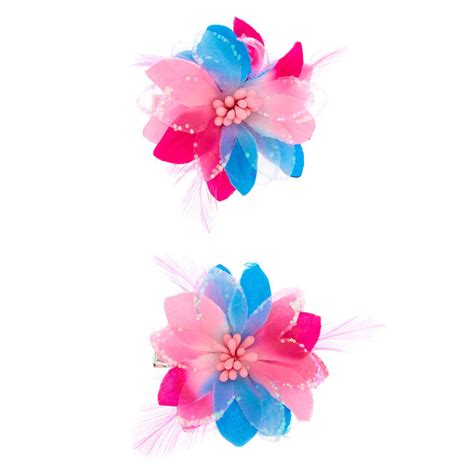Sequin Lily Flower Hair Clips Pink 2 Pack Claires Us