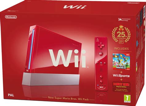 Nintendo Wii Console Red With Wii Sports Plus New Super Mario Bros