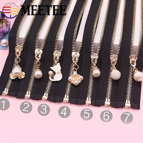 1pc 5 Open End Metal Zipper Auto Lock Eco Friendly Pearls Zippers For