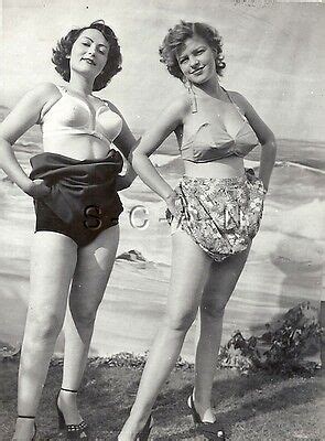 Original Vintage 1940s 60s Nude RP Two Well Endowed Women Show Off