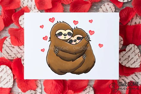 Valentines Day Sloth Couple Love By Owlsomedesigns Thehungryjpeg