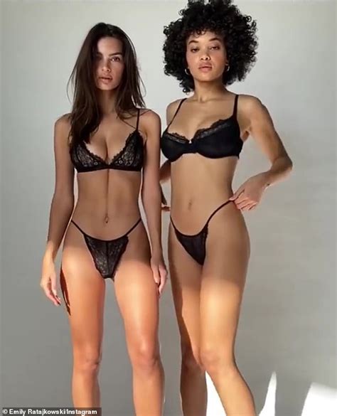 Emily Ratajkowski Poses In Lace Lingerie With A Fellow Model Daily Mail Online