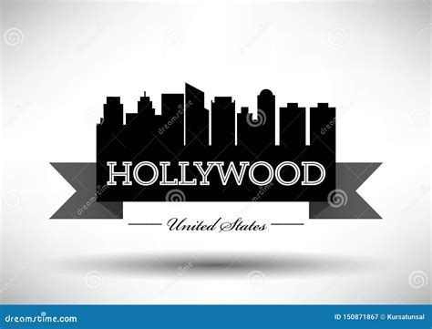 Vector Hollywood City Skyline Design Stock Vector Illustration Of