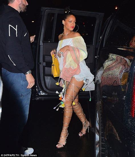 Rihanna Romps Around Town In Strappy Heels And Pompom Frills Rihanna