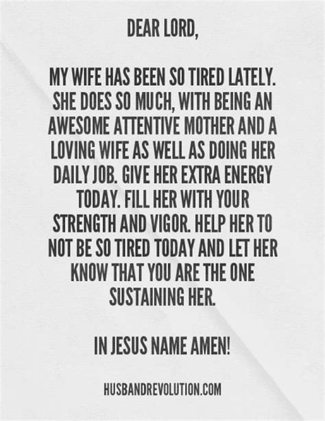Prayer Give My Wife Energy And Strength
