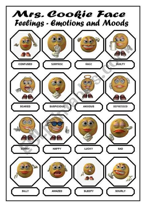 Feelings Emotions And Moods Pictionary Esl Worksheet By Miss Del