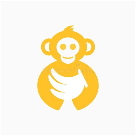 Monkey And Banana Logo Concept Negative Space Minimalist Flat