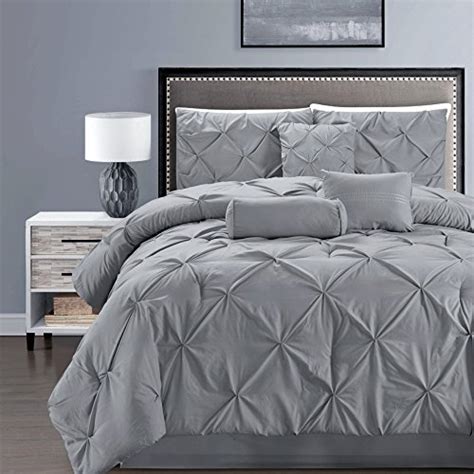 Buy 7 Pieces Double Needle St Pinch Pleat Solid Grey Gray Comforter