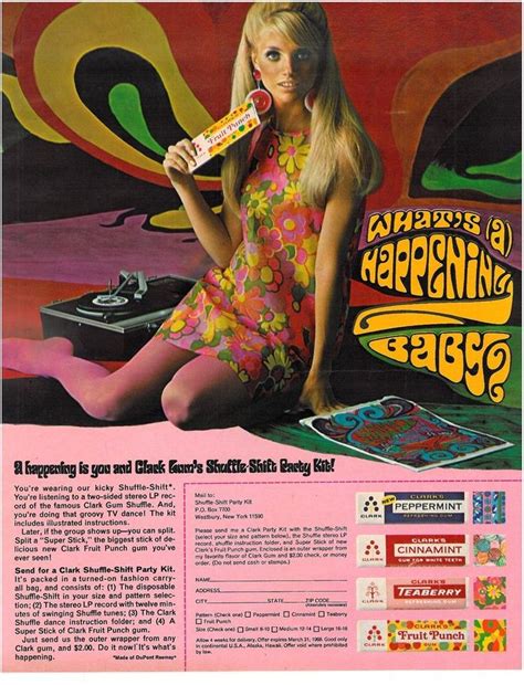 Clarks Gum Ad 1967 ~ Seventeen Magazine November 1967 60s Fashion