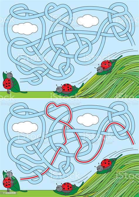 Ladybug Maze Stock Illustration Download Image Now Cartoon
