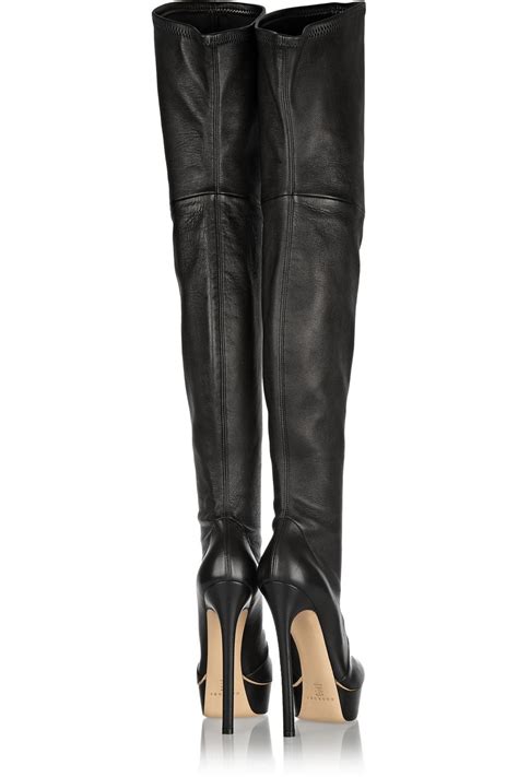 Lyst Casadei Stretch Leather Over The Knee Boots In Black