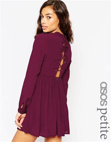 Asos Petite Skater Dress With Lace Up Back At Petite Maxi