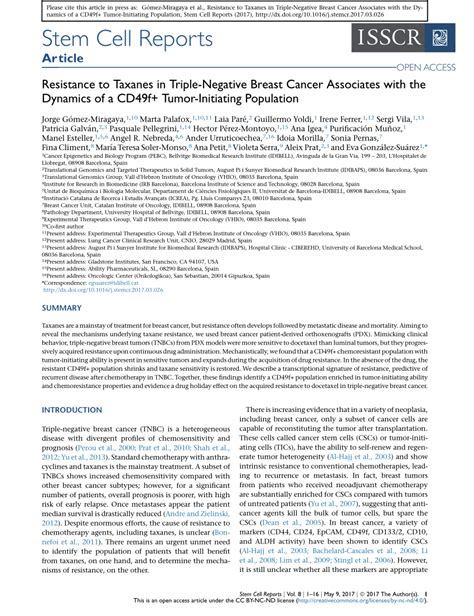 Pdf Resistance To Taxanes In Triple Negative Breast Cancer Associates