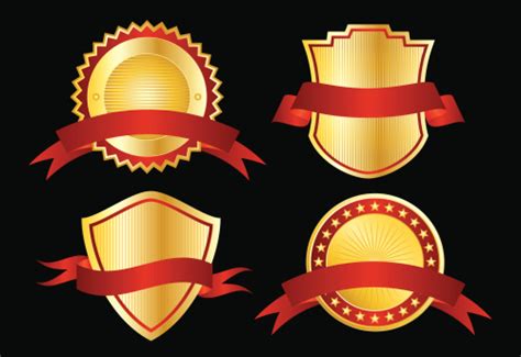 Set Of Vector Golden Emblem Crests Stock Illustration Download Image