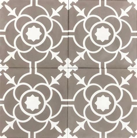 Mto0559 Classic 8x8 Floral Khaki White Matte Cement Tile Etsy