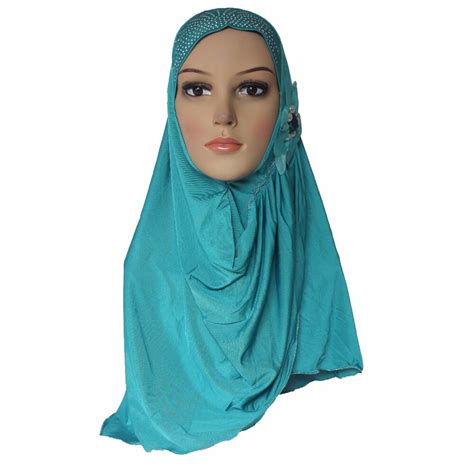 Muslim Hijab Islamic Scarf Woman Amira Cap Beautiful Drill On Head With 7 Plastic Pearls