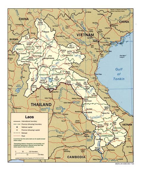 Large Detailed Political And Administrative Map Of Laos With Roads