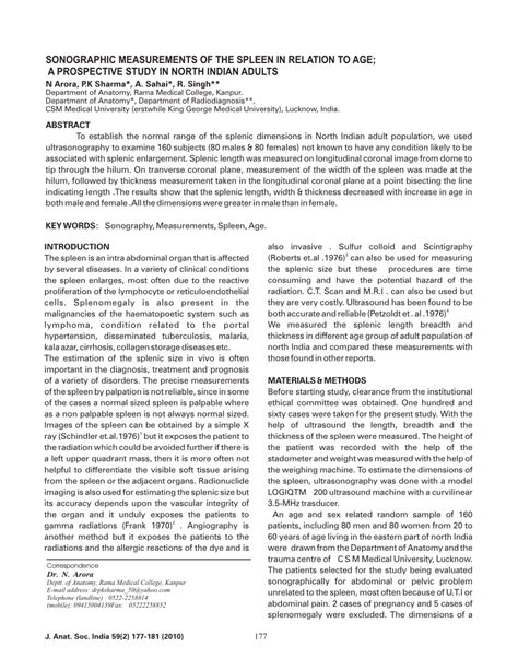 Pdf Sonographic Measurement Of The Spleen Splenic Length In Adults