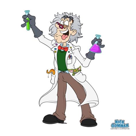 Mad Scientist Cartoon Character A Crazy Scientist Concocting Potions