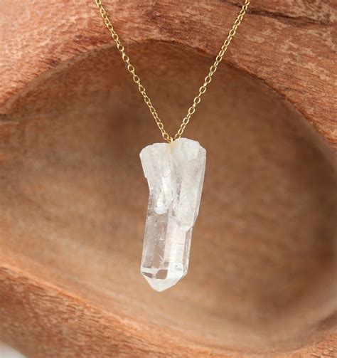 Chunky Quartz Necklace Raw Crystal Necklace Clear Quartz Etsy