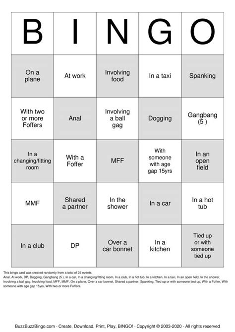 Sex Bingo Cards To Download Print And Customize