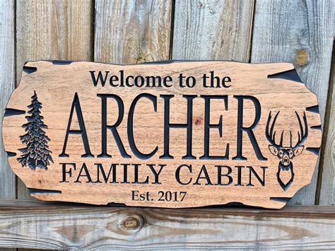 Outdoor Signs Mahogany Wood Wooden Carved Cabin Sign Pine Etsy