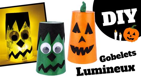 You Tube Halloween Crepon Et Verre En Plastique - TUTO / DIY Halloween : Gobelets lumineux Monstre et Citrouille