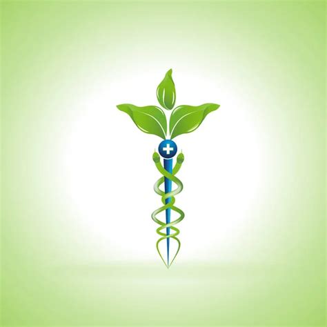 Medical Caduceus Alternative Medicine Green And Nature Symbol — Stock