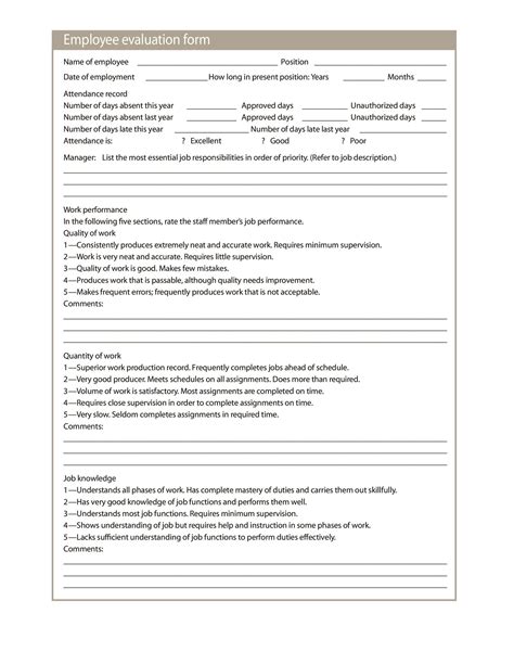 Download Performance Review Examples Evaluation Employee Employee Evaluation Form