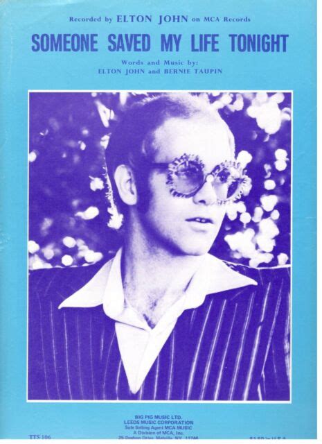 Elton John Someone Saved My Life Tonight Sheet Music 1975 Extremely