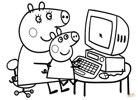 Peppa and george in winter. Get This Free Peppa Pig Coloring Pages 68107