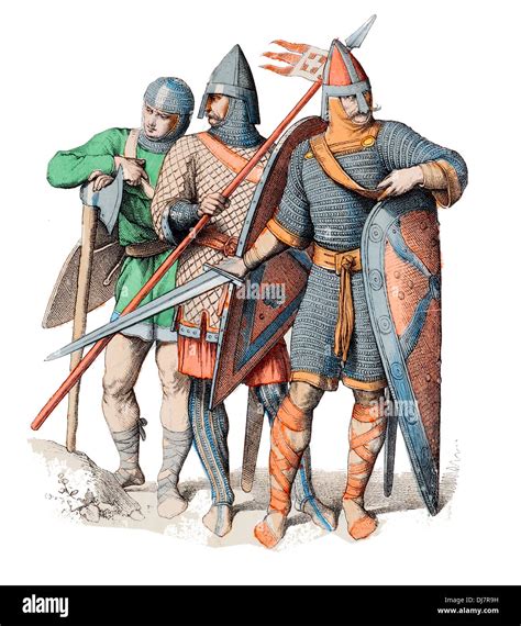 11th Century Xi Franks Knight And Followers Of The 1st Crusade Stock