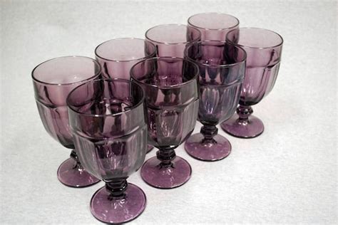 Set Of 8 Libbey Gibraltar Duratuff Usa Amethyst By Irefuse2growup