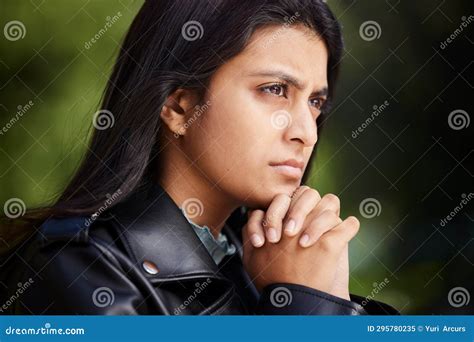 Depression, Thinking and Worry with Woman in Nature for Stress, Anxiety