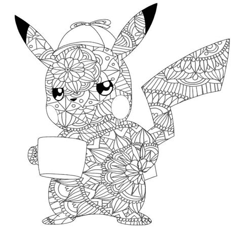 Dibujos De Detective Pikachu Mandala Para Colorear Para Colorear