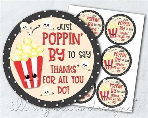 Printable Just Poppin By To Say Thanks For All You Do Etsy
