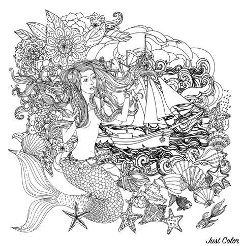 Mermaid Coloring Pages For Adults